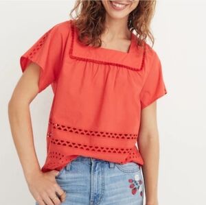 Madewell Red Eyelet Angelica Blouse